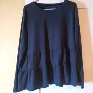 Plus Ruffle Hem Long Sleeve Tee